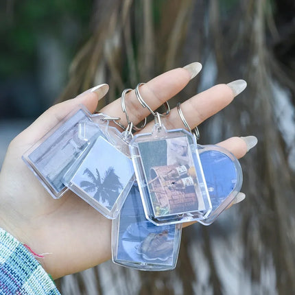 1/50Pcs DIY Transparent Acrylic Keychains Blank Photo Frame Insert Photo Split Key Pendant Key Holder Couple Anniversary Gifts