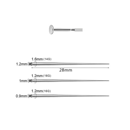 14G 16G 18G 20G Piercing Taper Stainless Steel Flat Back Earring Applicator Tool Threadless Insertion Pin Body Piercing Kit