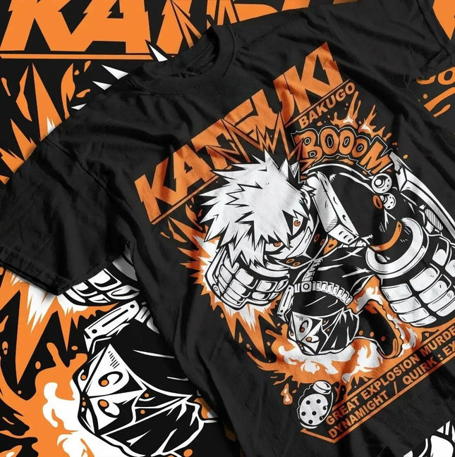 Unisex Bakugo Katsuki T-Shirt My Hero Academia (MHA) Hero Graphic Anime Gift for Girls All Sizes Y2K Top Loose Fit Crewneck
