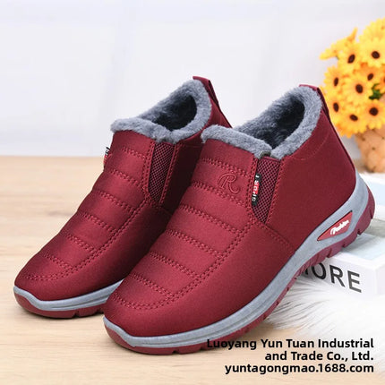 Winter New Fleece Lined Anti-slip Soft Bottom Women's Short Boots Thick Warm Cotton Shoes round Toe Casual Style Comfortable