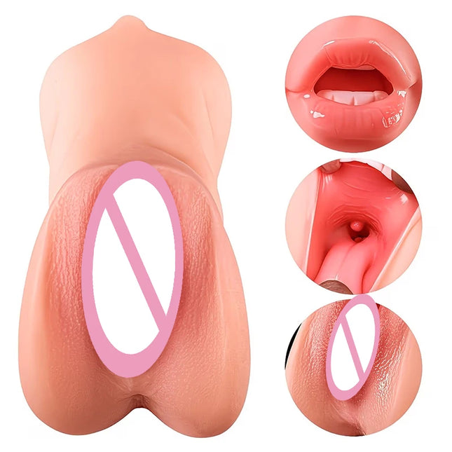 3-in-1 pocket penis masturbator, adult sex toy, male penis stimulator, male masturbation toy with 3D realistic texture