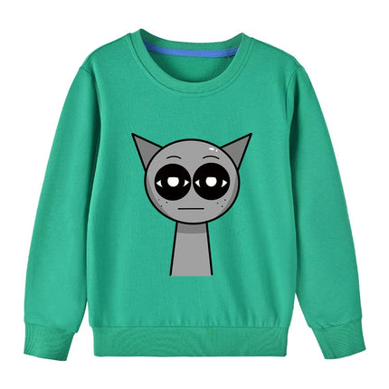 Spring Autumn Clothes Sprunki Baby Kids Long Sleeved Cotton Sweatshirts Cute Cartoon Print O-Neck Top Boys Girl Casual Clothing