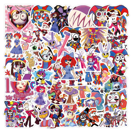 50pcs Cartoon Magic Digital Circus Decoration Handbooks Stationery Water Cups Computer Waterproof Stickers