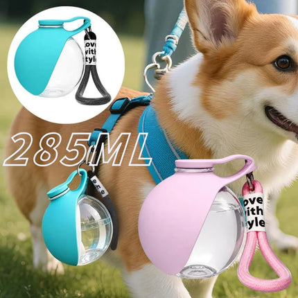 285ml Pet Drinking Silicone Bowl with Lanyard Removable Dog Feeding Bottle Leak-Proof Travel Bowl for Dogs on the Go