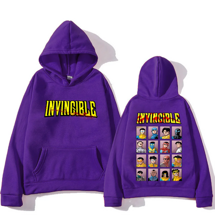 Invincible Mark Superhero Double Sided Printed hoodie Men Women's harajuku clothing Fleece Long Sleeve Anime hip hop streetwear