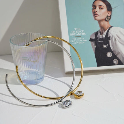 ENFASHION Para Mujer Oval Crystal Pendant Collar For Women's Stainless steel 18K Plated Gold High Street Fashion Jewelry P253622