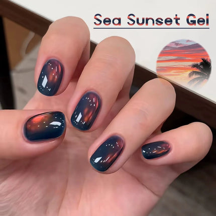 SHAKA 1pcs Autumn Winter Whitening Blue Temperament Glass Bead Cat Eye Gel Nail Polish Brown Blue Cat Eye Nail Art Nail Supplies