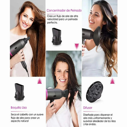 Professional Hair Dryer 1800W Powerful Hot and Cold Strong Wind Blower Constant Temperature Collecting Air Comb Nozzle Gear