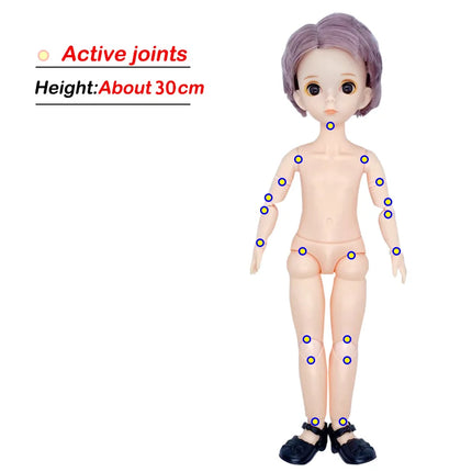 Boys 30cm Dolls With Hair 3D Eyes Shoes 20 Ball Jointed Swivel Naked 12 Inch DIY Collocation 1/6 BJD Doll for Kids Toys