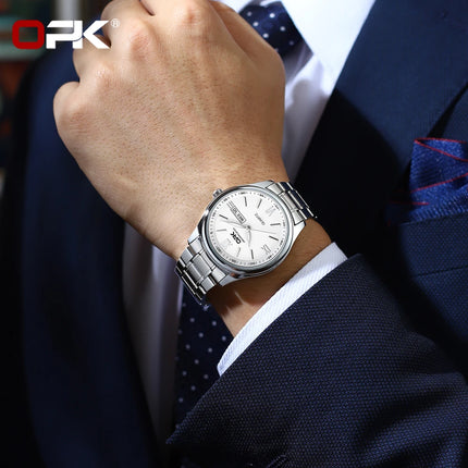 OPK 8123 Men's Fashion Quartz Wristwatch Original Waterproof Luminous Automatic Movement Dual Calendar Display Reloj