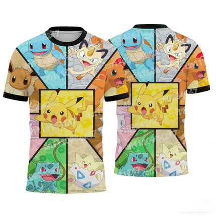 2026 New Pokemon Starter Family Matching T-Shirts Print Casual Short Sleeve Tees Unisex Tops Summer Streetwear for Kids Adults