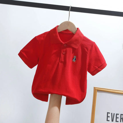Children's polo shirt, short sleeved, elementary school uniform, summer, middle-aged, adult size, white collar T-shirt, school o