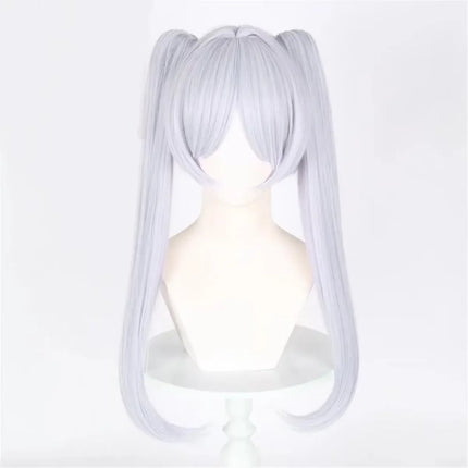 Silver White Short Double Ponytail High Quality Synthetic Wig | Anime Character Cosplay Wig Anime Reality Show Wig