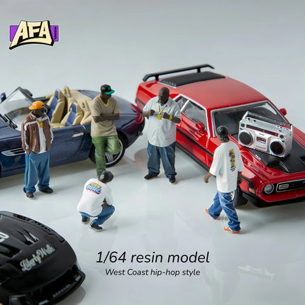 1/64 Scale Resin Hip Hop Street Crew Figures Miniature Scene Props Hand Painted Music Boombox Display for Diecast Car AFA