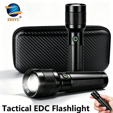 1200LM EDC Handheld Flashlight,USB-C Rechargeable Tactical Zoomable Torch,1000m Long Range,4 Modes for Outdoor Camping Emergency