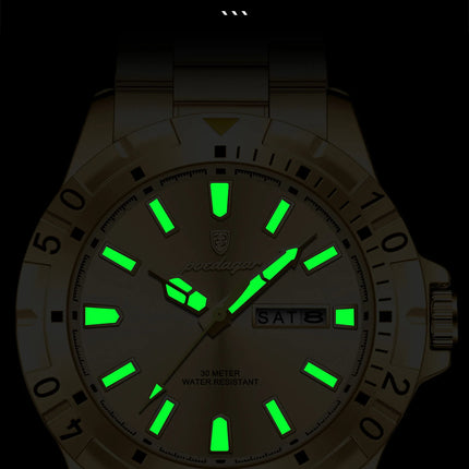 POEDAGAR Business Man Watch Waterproof Luminous Date Week Men Watch Sports Male Wristwatch Stainless Steel Men's Quartz Watches