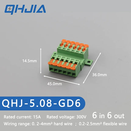 5.08 Threaded Terminal - Welding Free Docking  Handle Spring Plug Quick Connect Suitable for LED Terminal Blocks