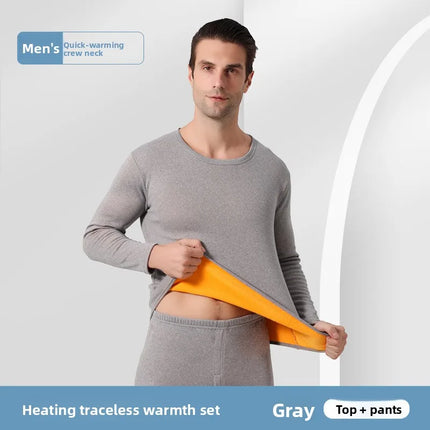Golden Fleece Thermal Underwear Set for Women and Men Winter Warm Couple Outfit Thickened Slim Fit Round Neck Long Underwear