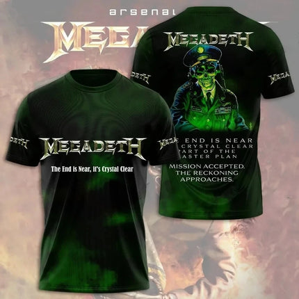 New 2026 Rock Megadeth Band 3D Printed Men's and Women's T-shirt Fashion Short Sleeve Punk Hip Hop Street Harajuku Top