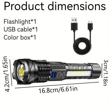 Portable Rechargeable LED COB Flashlight with Clip Super Bright Telescopic zoom Handheld Work Flashlight For Outdoor Camping