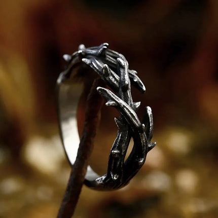 Vintage Black Jesus Crown Thorns Rings For Man Women 316L Stainless Steel Olive Branch Ring Fashion Couple Jewelry Dropshipping