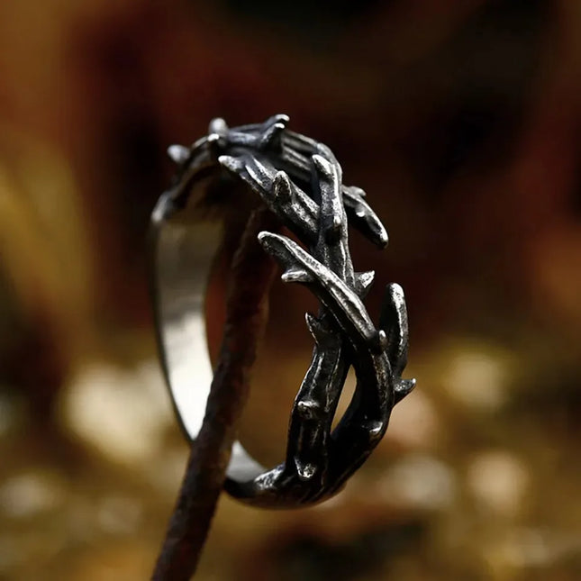 Vintage Black Jesus Crown Thorns Rings For Man Women 316L Stainless Steel Olive Branch Ring Fashion Couple Jewelry Dropshipping