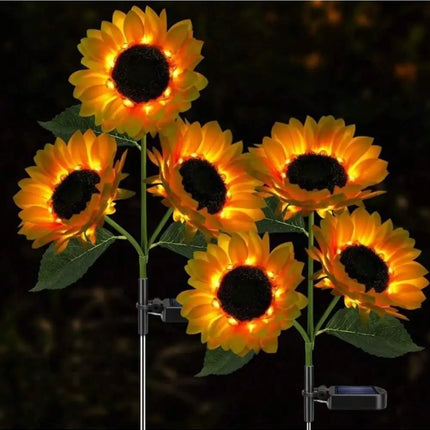 1PC Solar Powered Sunflower Light Outdoor Waterproof LED Ground Insert Lawn Lamp For Garden Lawn Courtyard Decoration