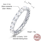 925 14K White gold / 3mm Moissanite Ring / 6