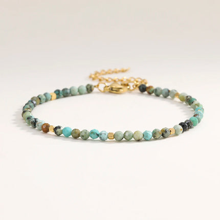 Muliti-color 3mm Faceted Nature Stone Beaded Bracelet For Women Shiny Stainless Steel Square Spacers Exquisite Party Gift