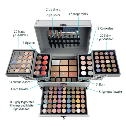 132 Color Makeup Gift Kit Full Set Box Face Powder Eyeshadow Palette Lipstick Concealer,Eyebrow Blush All In One Makeup Gift Set