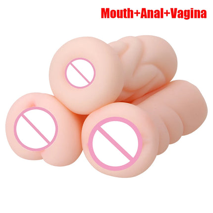 Classic Silicone Male Masturbator Artificial Mouth Anal Vaginal For Men 18 Penis Pump Glans Sucker Real Pussy Sex Toys Erotic
