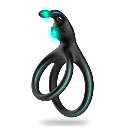 2 in 1 Men's Silicone Penis Ring Clitoris Stimulator Cock Ring Ejaculation Delay Penisring Erection Ring for Men Couples