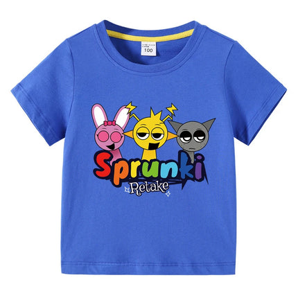 Cartoon Sprunki T Shirt Kids Incredibox Cotton T-shirts Toddler Girls Short Sleeve Tops Boys Summer Clothes Children's Clothing