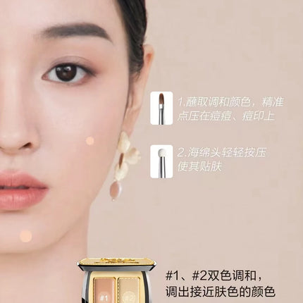 Maogeping Beauty Professional Double Color Concealer Palette High Coverage Moisturizing Concealer Makeup 3g