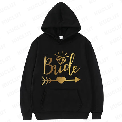 Bride Tribe Squad Print Hoodies Women Hooded Sweatshirts Bachelorette Hen Party Wedding Bridesmaid Group Matching Pullover Tops