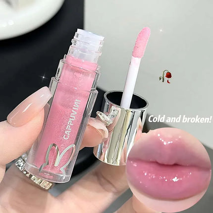 Brown Glitter Lip Glaze Lasting Shimmer Mirror Water Lip Gloss Waterproof Jelly Plumping Lipstick Make Up Moisturizing Lip Tint