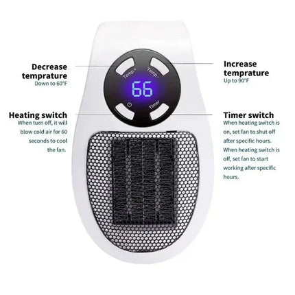 Wall-mounted Electric Heater Energy-efficient Warm Air Blower Hot Air Blower Mini Hot Fan Electric Wall-mounted Heater Plug-in