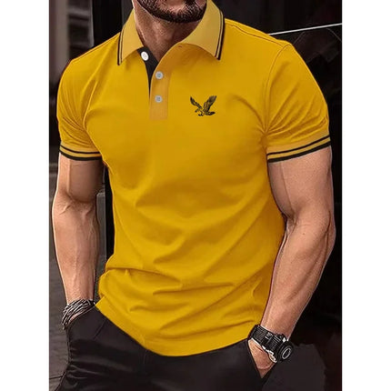 Men's Polo shirt, golf shirt, business Polo collar, classic short-sleeved, basic solid color, patchwork buttons, spring and summ
