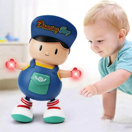 Educational LED Dancing Boy Figurine Plastic Music Dancing Swing Boy Movable with Lights Electric Boy Birthday Gift