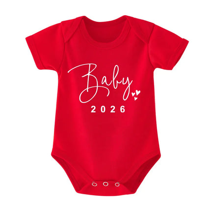 Baby 2026 Pregnancy Announcement Newborn Baby Bodysuits Summer Casual Boys Girls Romper Jumpsuit Clothes Outfit