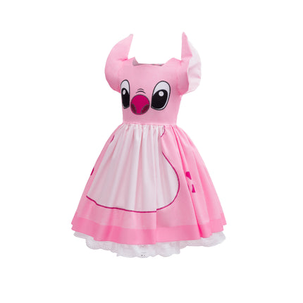 Disney Movie Lilo and Stitch Cosplay Costume Girl Plays Stitch Angel Cartoon Character Holiday Party Carnival Costume Set 2-10T