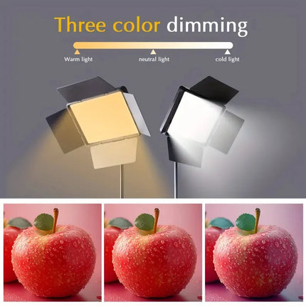 LED Square Ring Light with Adjustable Tripod Stand, USB Powered, 3 Color Temperatures, Metal Stand, for Studio Photography Live