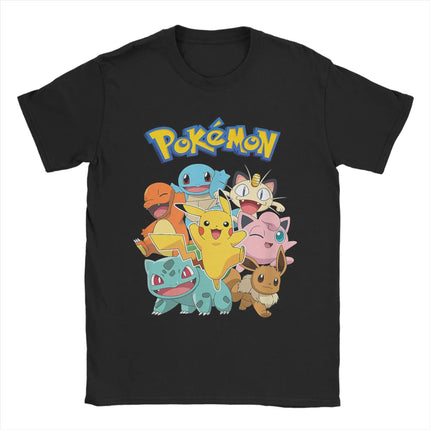 Summer New Original Pokémon Cartoon Printed T-Shirt Men's and Women's American Large Size Trend Loose Casual Short Sleeve