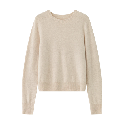 FSLE 100% Wool Seamless One-piece Knit Shirt Sweater For Women Autumn Winter New Design Wool Crew Neck Versatile Casual Sweater
