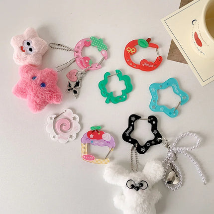 Ins Style Cute Acrylic Cartoon Keychain Holder Korea Kawaii Fruit Cupcake Star Shaped Decor for Bag Pendant Hook Key Hanging