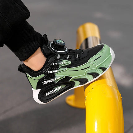 Children Sports Shoes New Rotating Buckle Winter Plush Warm Walking Shoes Boys Non Slip Lightweight Outdoor Running Tennis Shoes