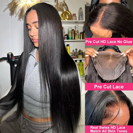 Glueless Wigs Human Hair 7x5 Pre Cut Lace Closure 13x6 Straight HD Lace Frontal Human Hair Wigs For Women Pre Pluck Wear And Go