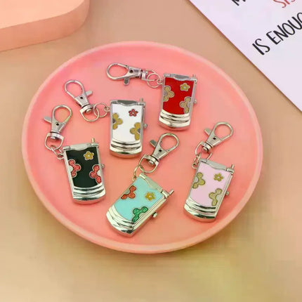 1 Piece Fashion Retro Cute Backpack Pendant Flip Phone Keychain Watch Hanging Watch Creative Gift