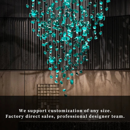 Luxury Hotel Lobby Chandelier Customized Long Led Pendant Light Villa Hall Hanging Lamp Modern Glass Hanging Lights Lustre