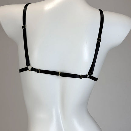 Women Sexy Lingerie Fashionable Straps Hollowed Out Black Wire Harness Strap Corset Shaped Bra Spandex Harajuku Gothic Black Bra